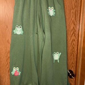 Playful Frog Print Kids Pajama Bottoms